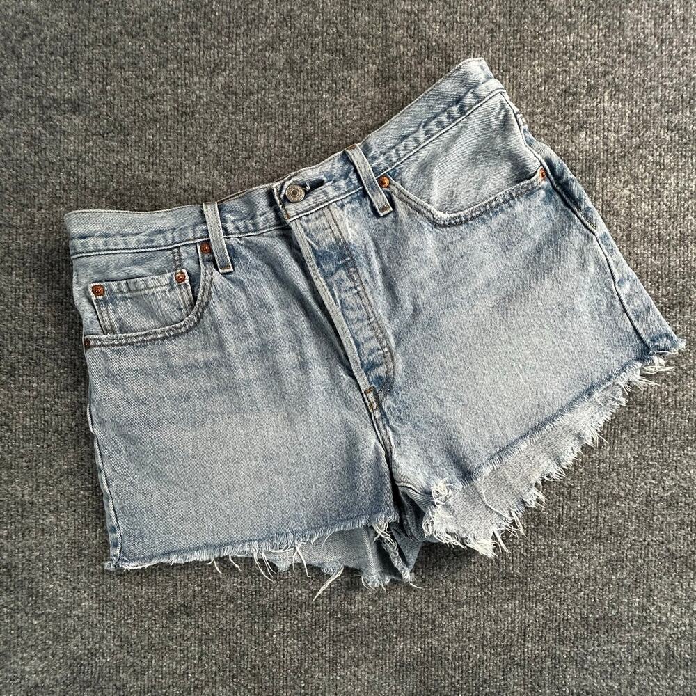 Levi's 501 Original Shorts Women's 32 US 14 Micro Vibes High Rise Cutoff Denim